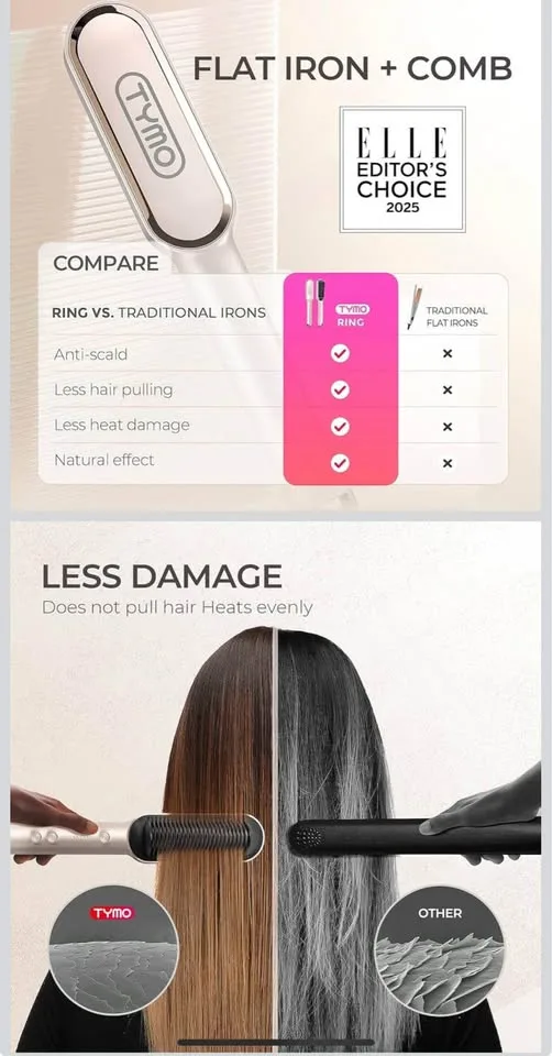 Tymo Hair Straightener Brush Curler image indicator(5)