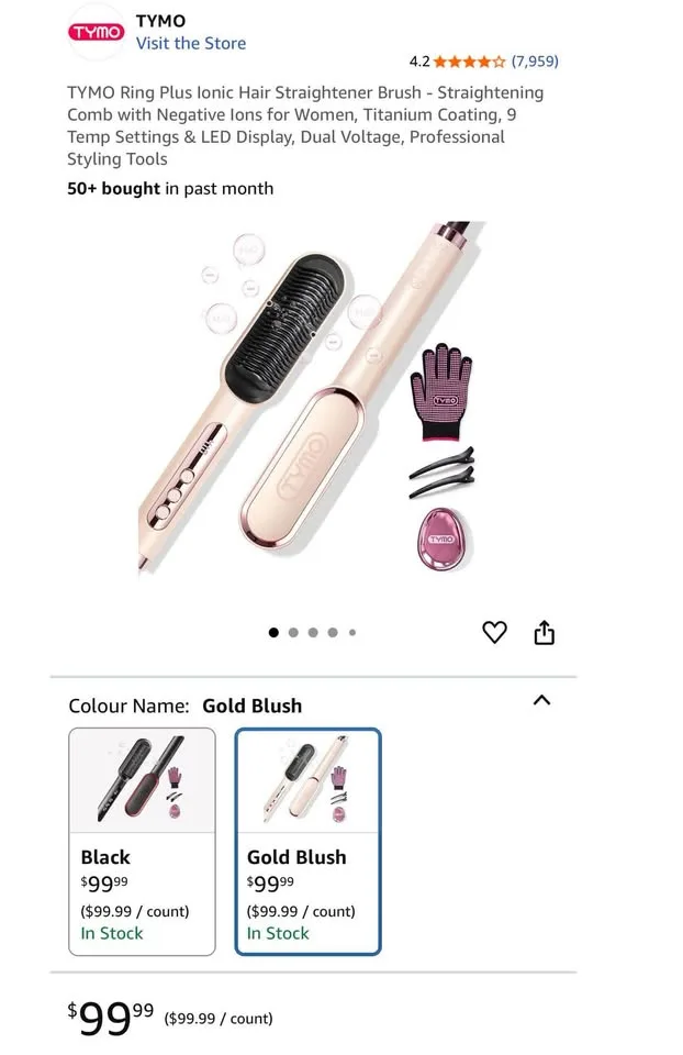 Tymo Hair Straightener Brush Curler image indicator(6)