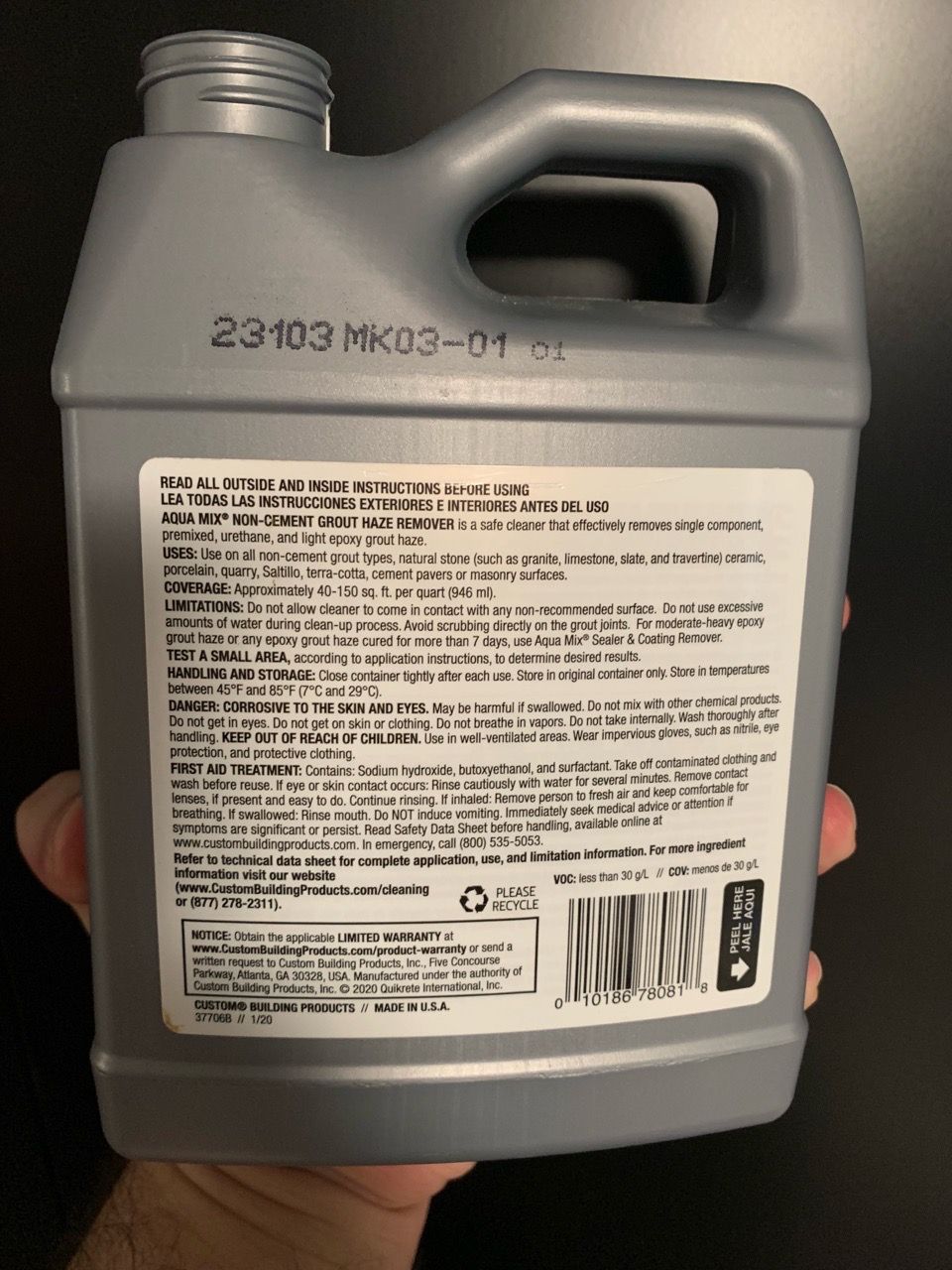 Aqua Mix Non-Cement Grout Haze Remover 1 Qt - photo 3
