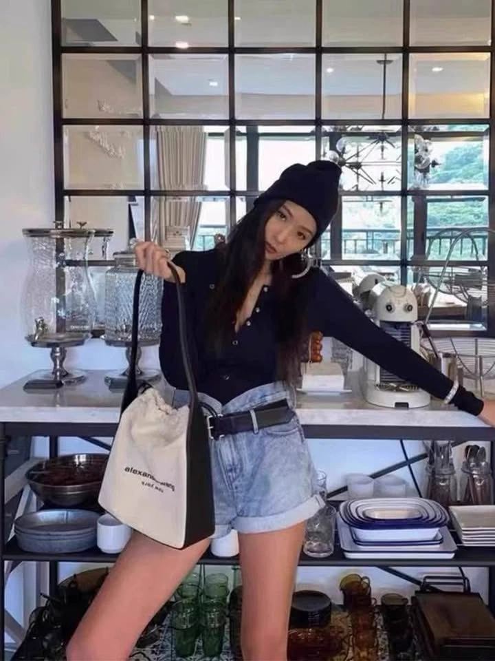Micro Modal Long Sleeve Henley Bodysuit in Black ATM - photo 4