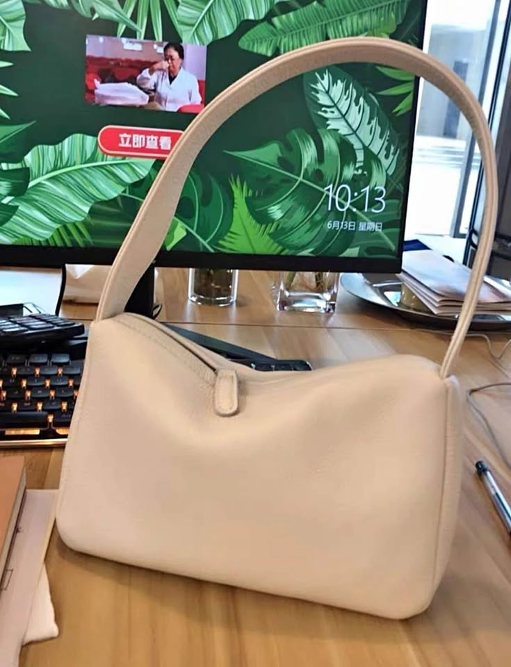 Super soft genuine leather white shoulder bag