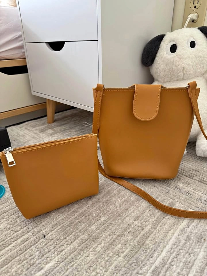 Genuine leather crossbody bag with removable inside bag