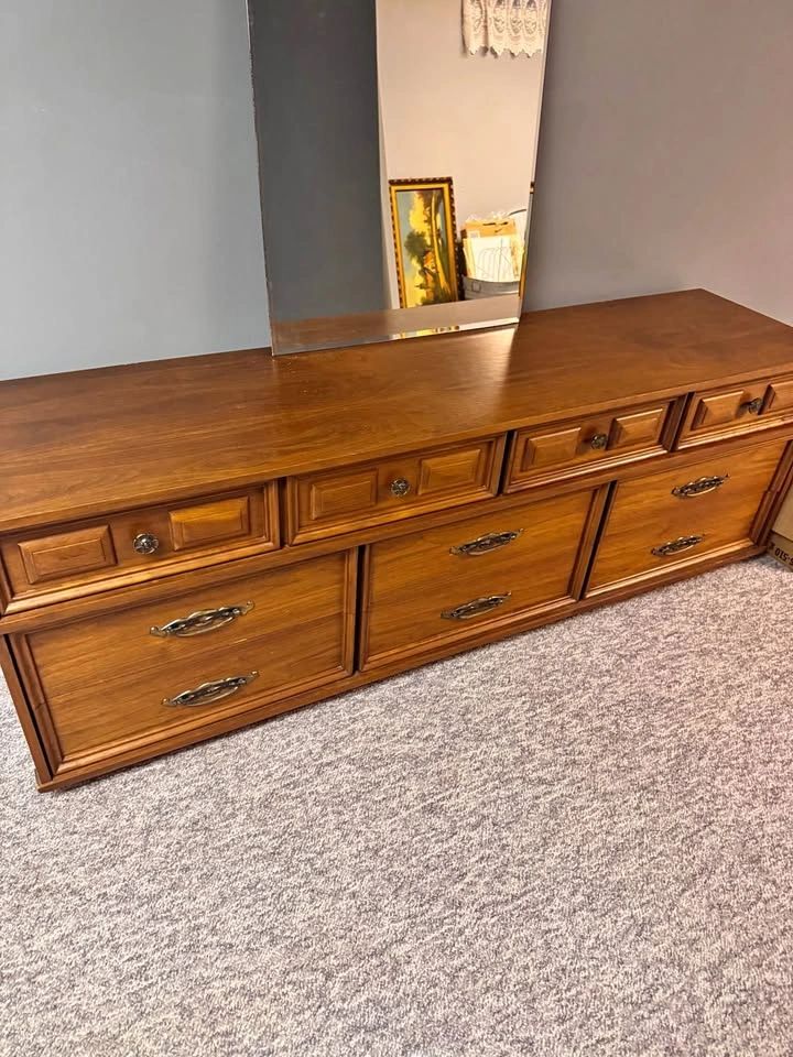 Vintage 8 Drawer Wood Dresser