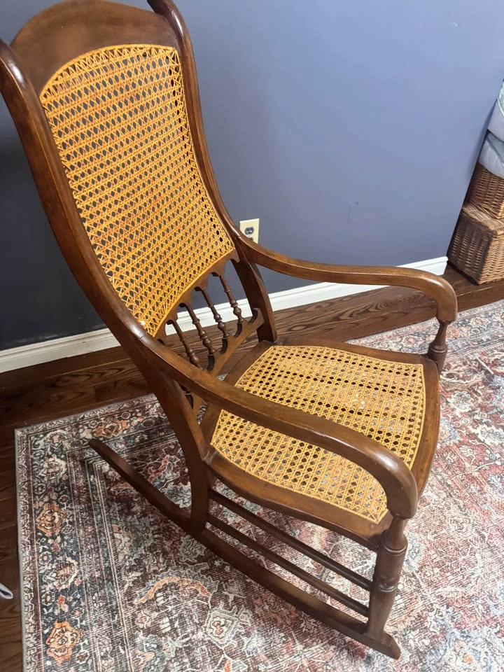 Vintage Cane Back Rocking Chair - photo 3