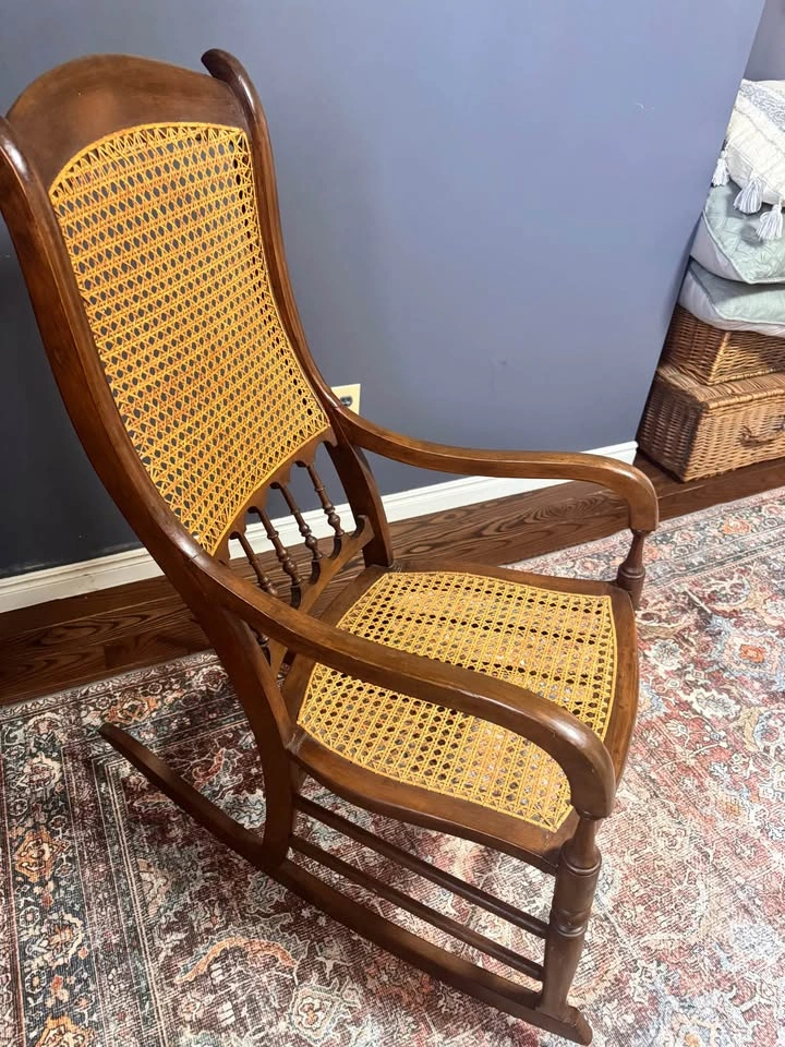 Vintage Cane Back Rocking Chair - photo 4