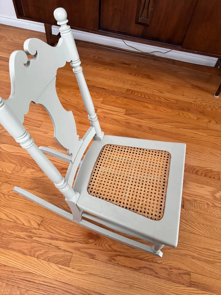 Grey Painted Splat Back Rocking Chair with Cane Seat - photo 4