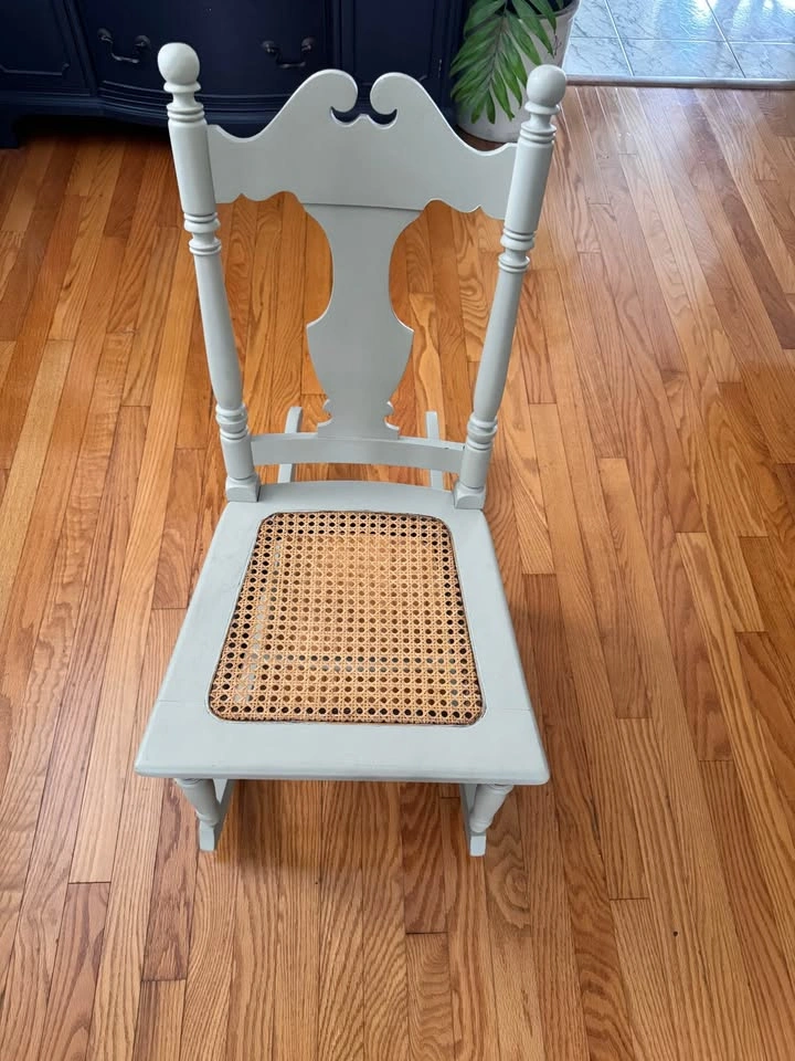 Grey Painted Splat Back Rocking Chair with Cane Seat - photo 5