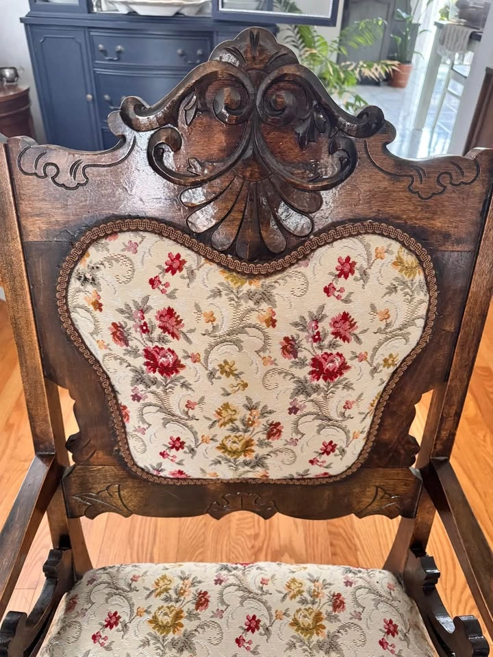 Antique Carved Wood Platform Rocking Chair - photo 2