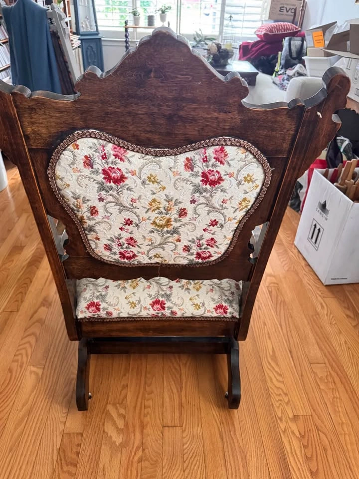 Antique Carved Wood Platform Rocking Chair - photo 3