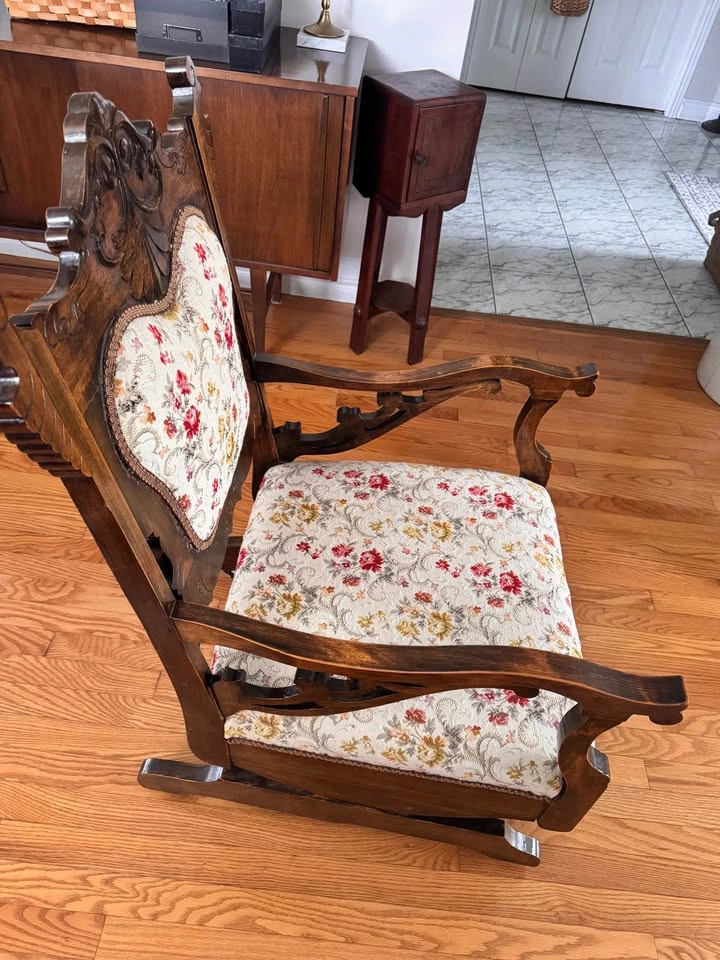 Antique Carved Wood Platform Rocking Chair - photo 4
