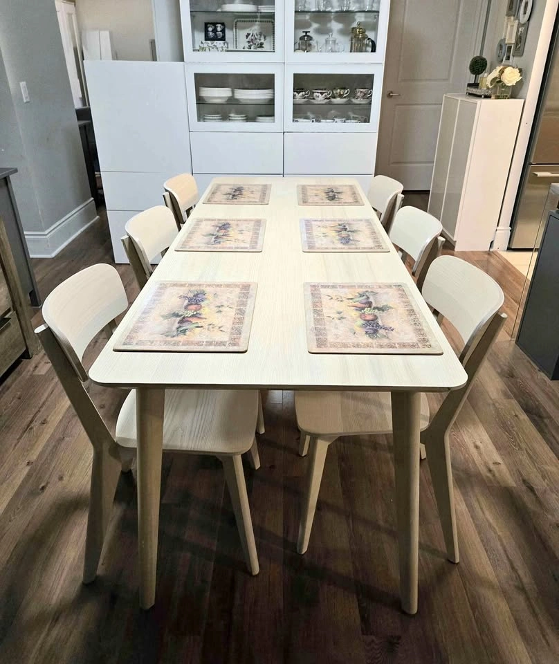 IKEA Long Lisabo Dining Table & 6 Matching Chairs Set