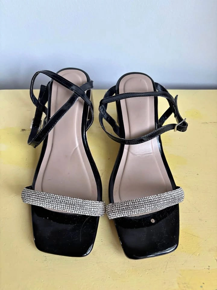 Sparkly Black Heeled Sandal