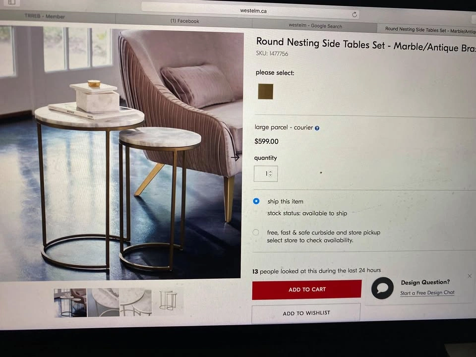 Nesting Side table with marble top