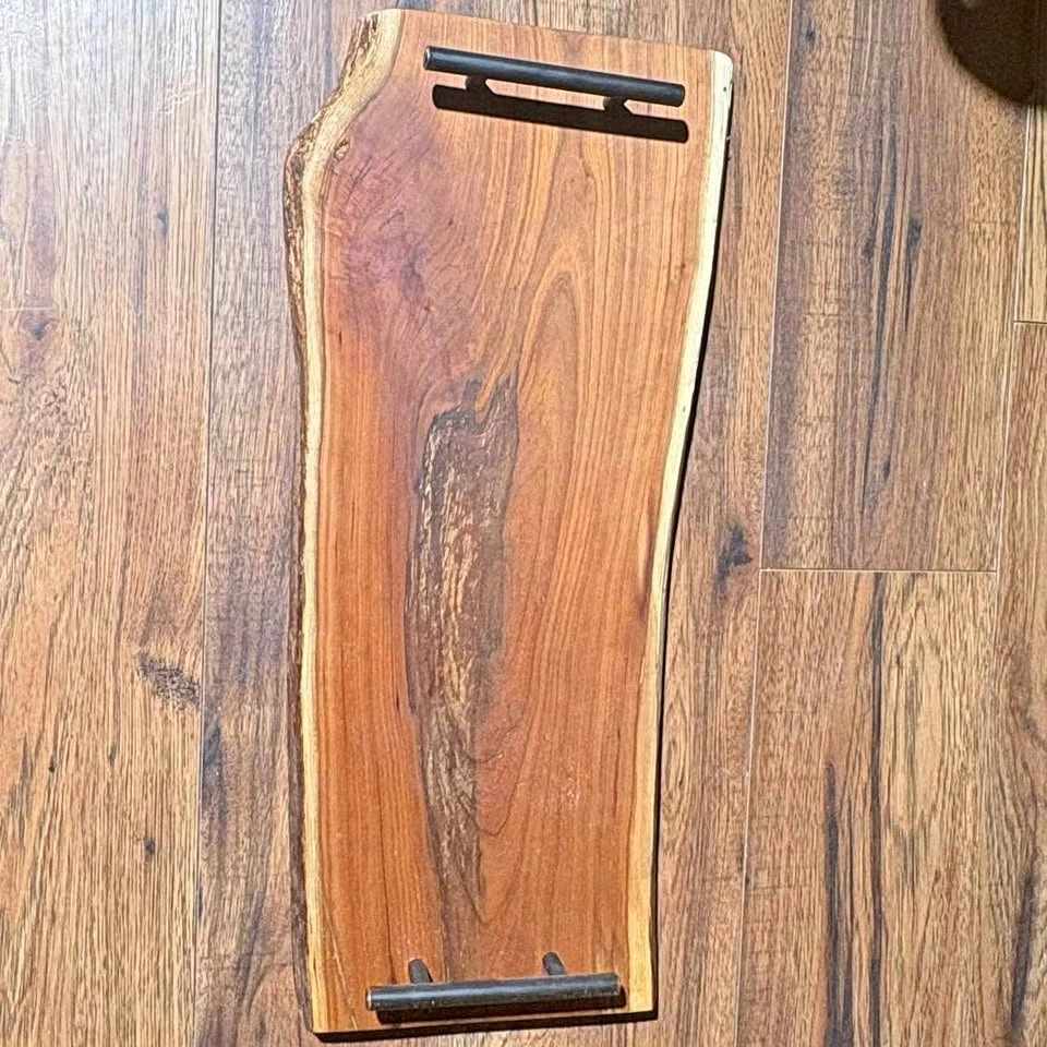 Live Edge Wood Serving Tray with Handles