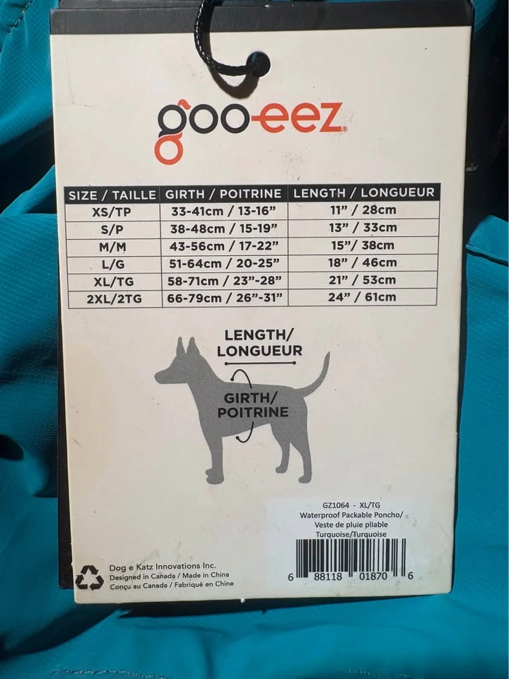 Goo-eez Waterproof Packable Poncho for Dogs - Size XL - photo 3