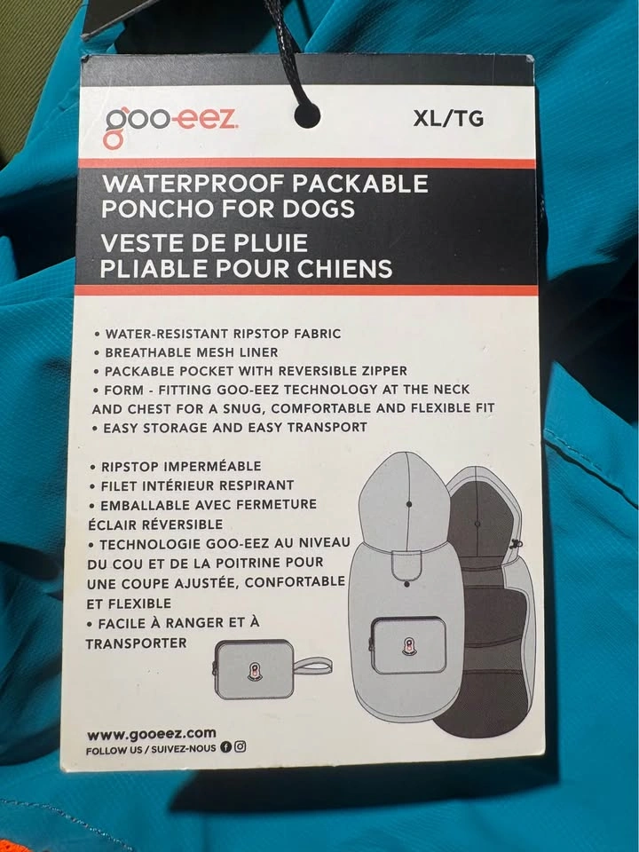 Goo-eez Waterproof Packable Poncho for Dogs - Size XL - photo 4