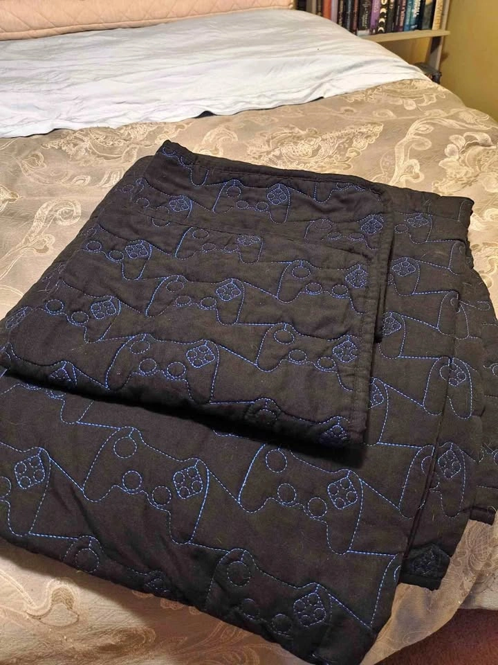 Quilted Video Game Controller Blanket and pillow covers