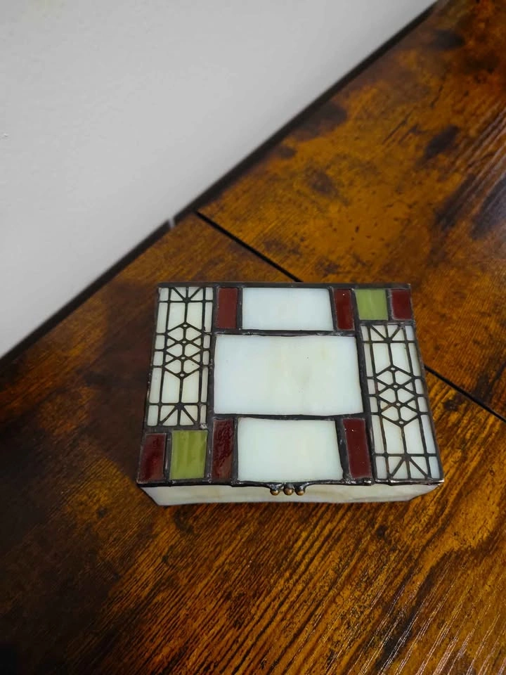 Vintage 1950s Stained Glass Jewelry Box Handmade - photo 2