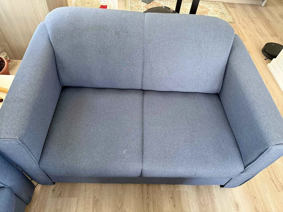 Blue Fabric Loveseat