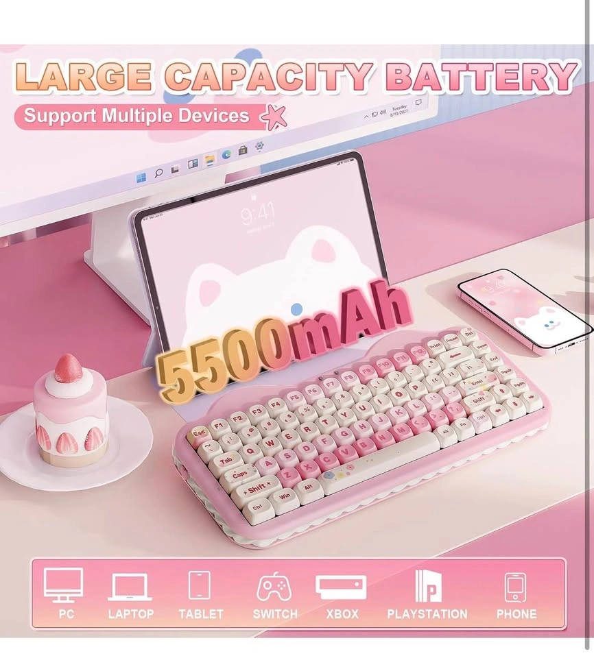 YUNZII C75 Cute 75% Wireless Mechanical Keyboard (Pink, Candy Sw - photo 4