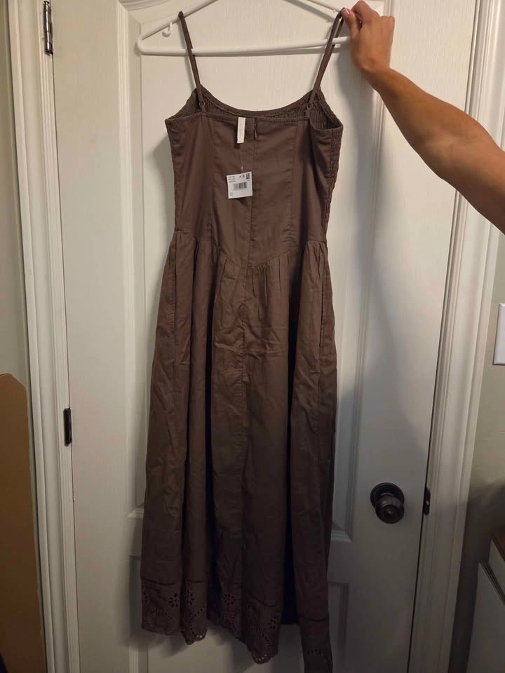 American Eagle Brown Smocked Midi Dress Size Small - photo 2