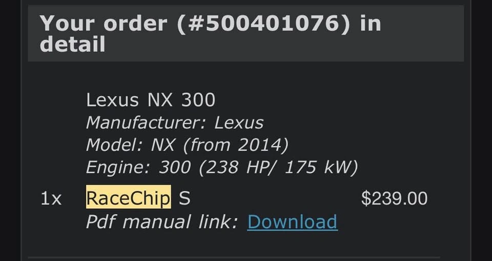RaceChip S Performance Tuning Box for Lexus NX 300 - photo 2