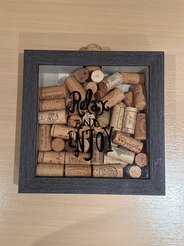 Relax and Enjoy Wine Cork Shadow Box