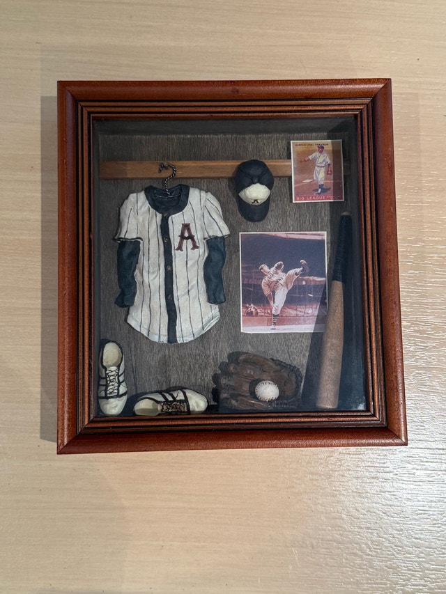 Vintage Style Baseball Shadow Box Wall Decor