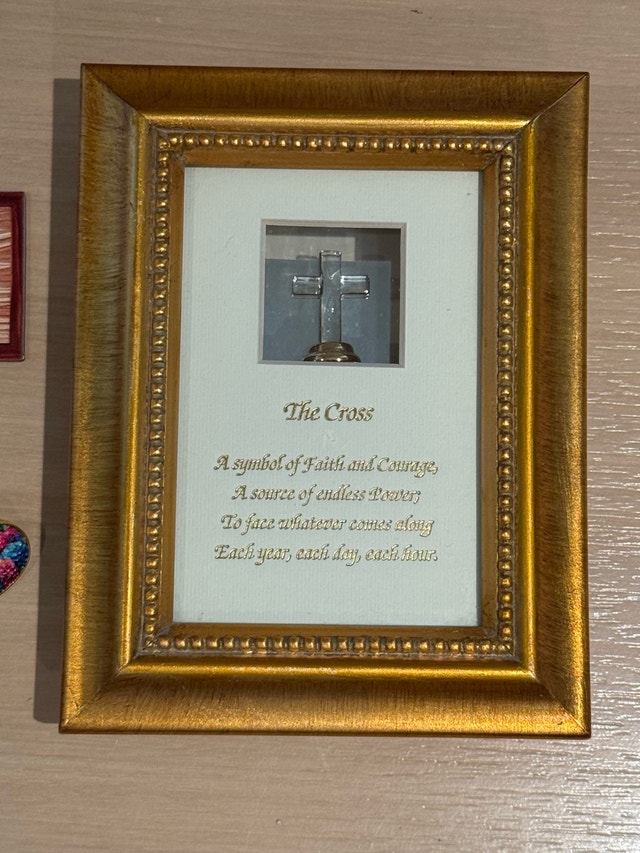 Our Lady of Guadalupe Cross, Heart Pin, and Framed Crystal Cross - photo 2