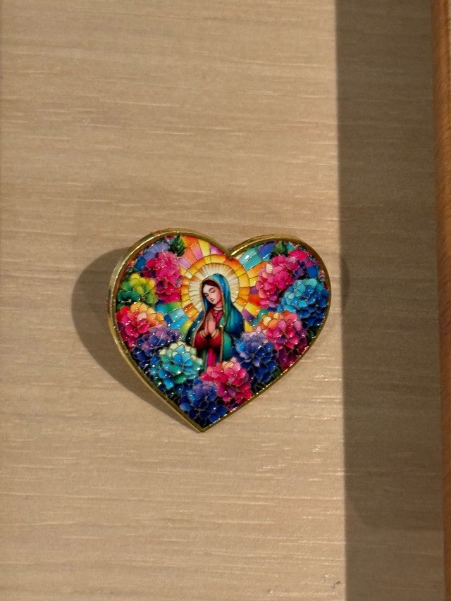 Our Lady of Guadalupe Cross, Heart Pin, and Framed Crystal Cross - photo 3