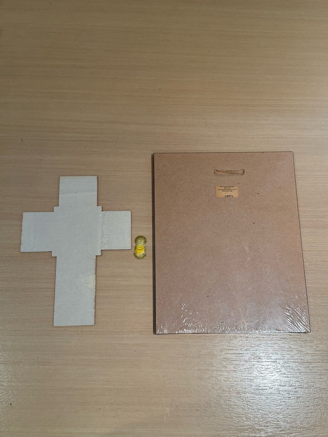 Religious Icon Cross, Virgin Mary Print, and Enamel Pin Set - photo 5