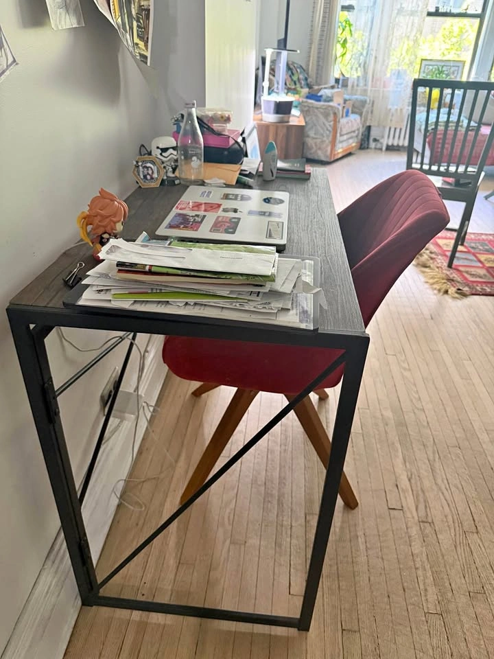 Industrial Wood and Metal Writing Desk
