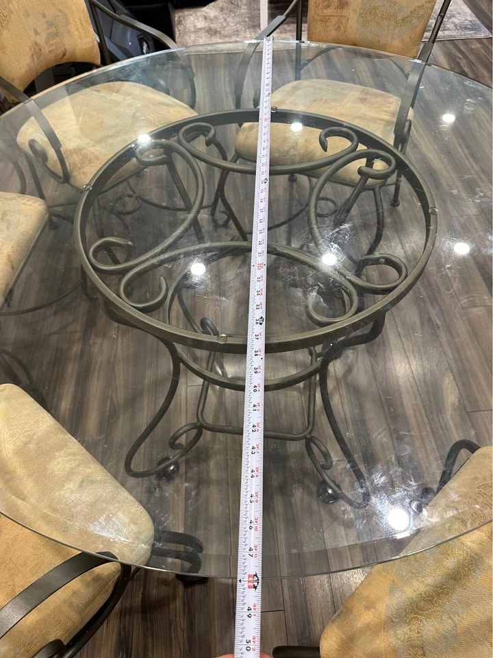 Dining Table with Glass Top Table and 6 Chairs - photo 4