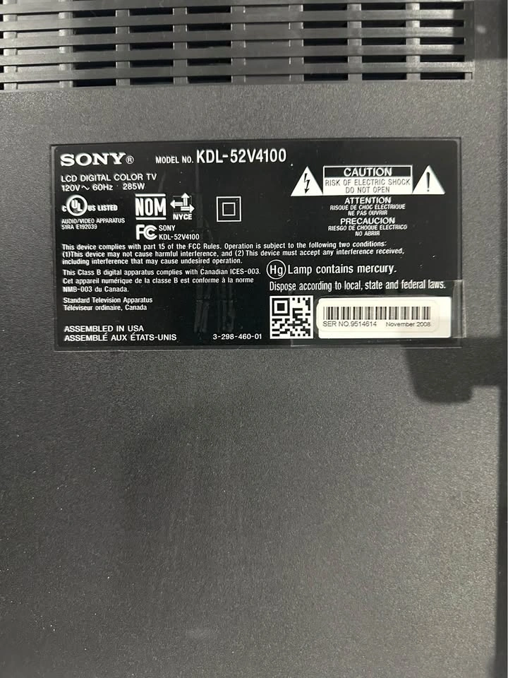 Sony Bravia KDL-52V4100 LCD Digital Color TV - photo 3