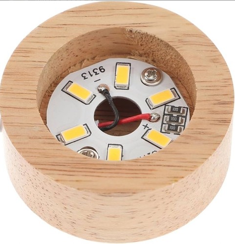 3 Pack Wooden LED Light Display Base Round Lighted Stand