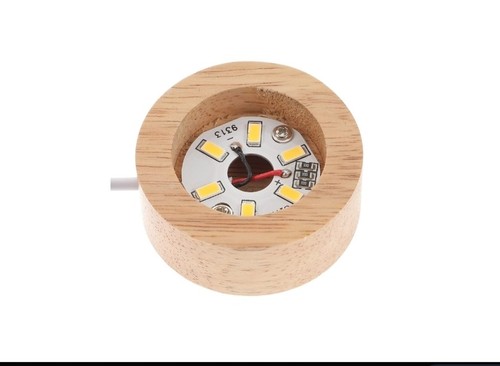 3 Pack Wooden LED Light Display Base Round Lighted Stand - photo 2