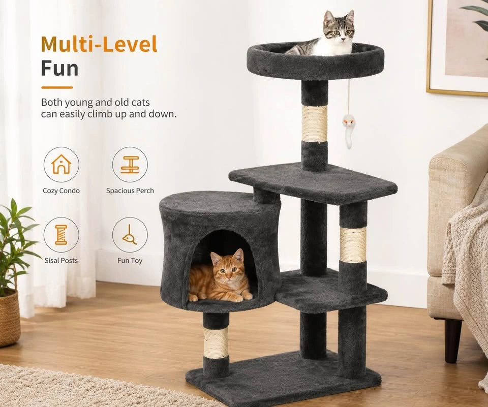 37” Multi-Level Cat Tree Tower with Condo & Scratching Posts - photo 3