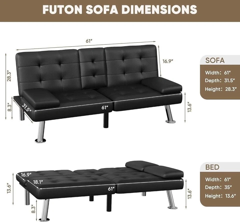 Convertible Folding Futon Sofa Bed - photo 2