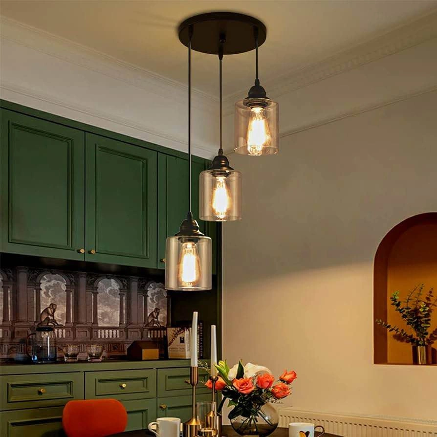 Modern 3-Light Glass Pendant Chandelier - Ceiling Light - photo 3