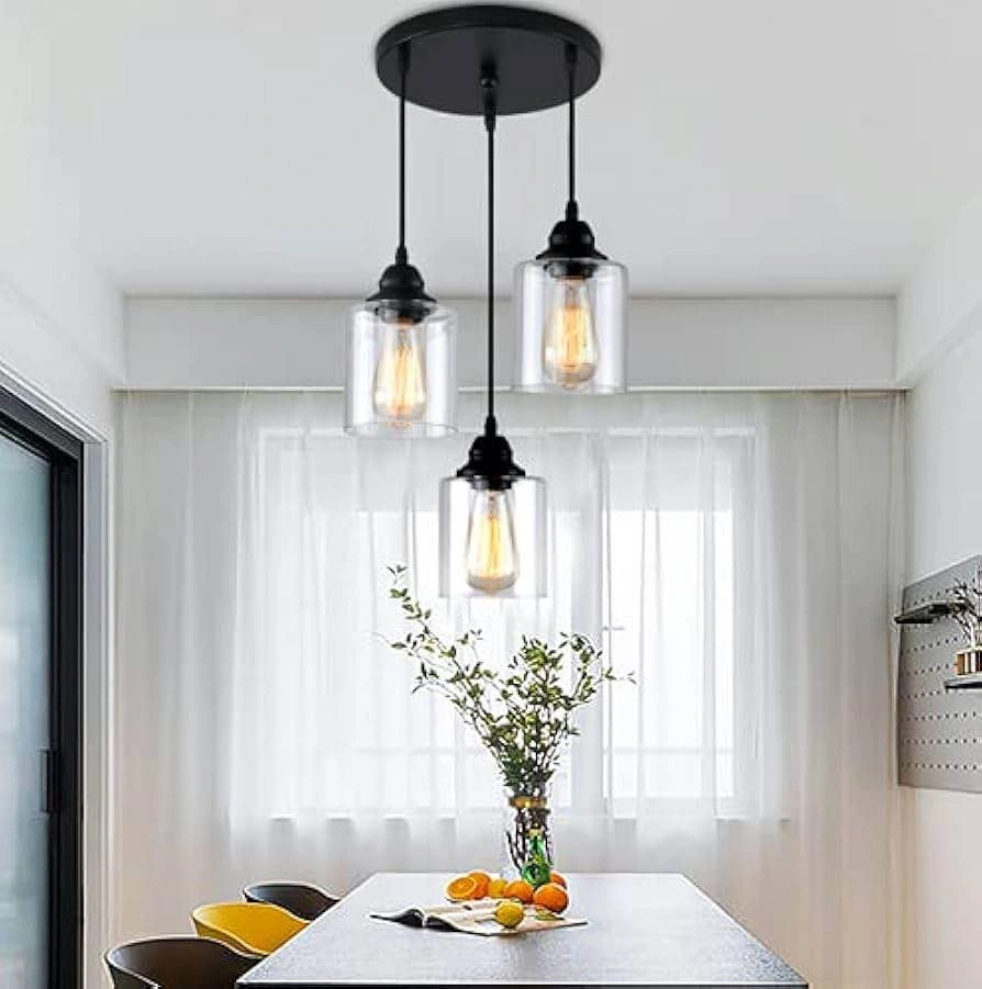 Modern 3-Light Glass Pendant Chandelier - Ceiling Light - photo 4