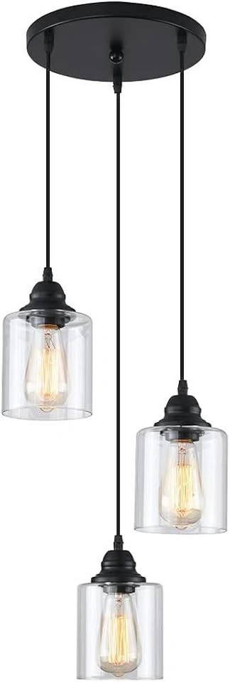 Modern 3-Light Glass Pendant Chandelier - Ceiling Light - photo 5