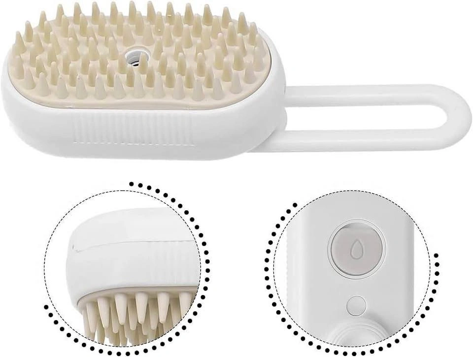 Electric Steam Pet Brush with Rotating Handle & Spray