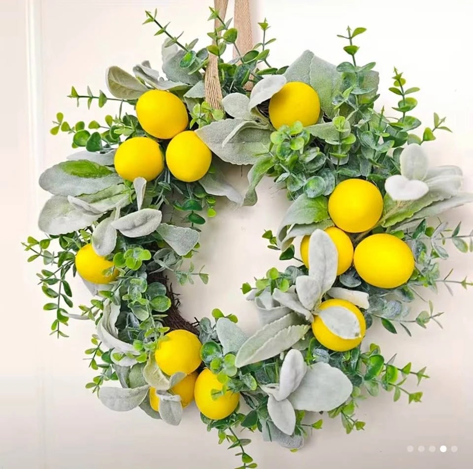 Classy little wreath with zesty Lemons and Lamb's Ear & Eucalypt