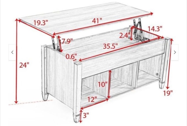 New in Box, Coffee Table with Lift-top - photo 5