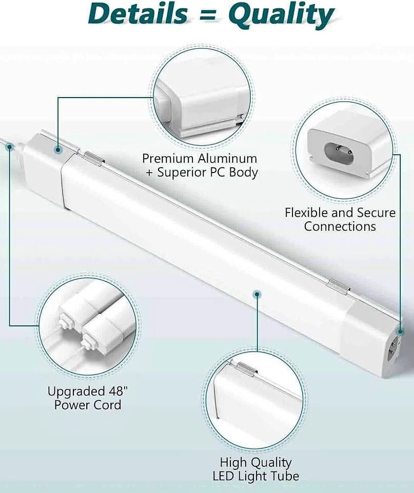 1.4FT 1900LM 5000K Utility LED Shop Light, Linkable