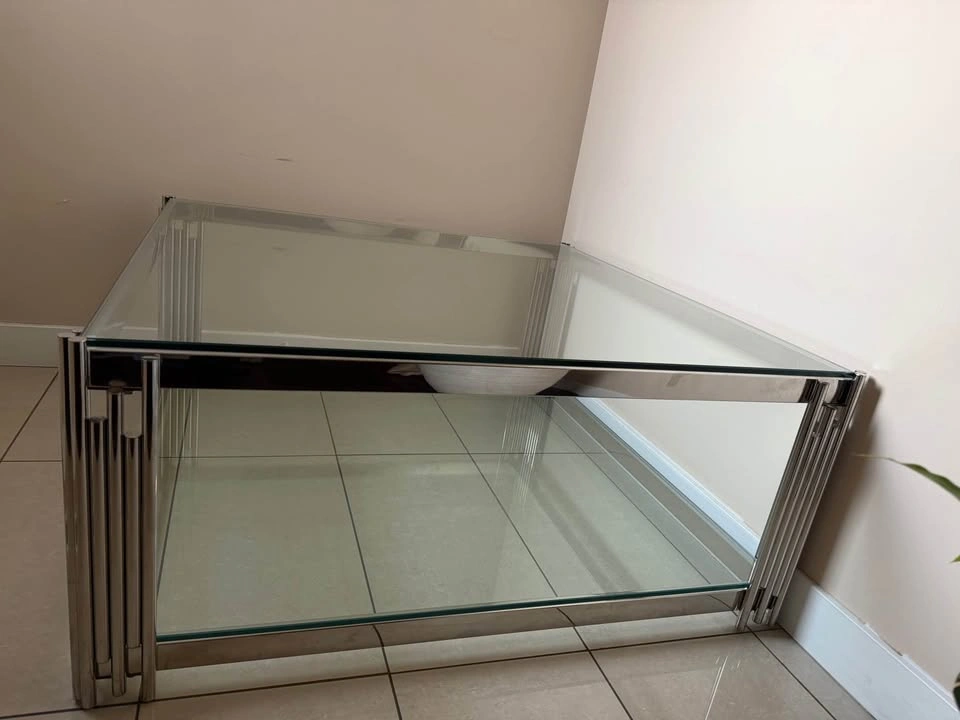 Modern Chrome and Glass Square Coffee Table - photo 2