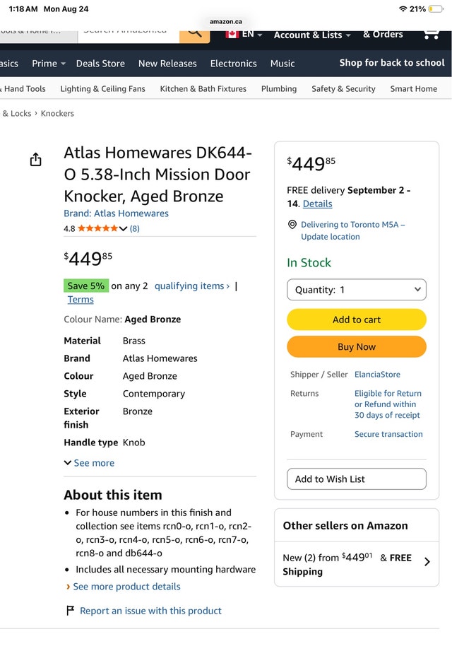 Atlas Homewares Mission Door Knocker - photo 4
