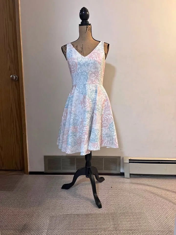 RW&co pastel party dress with rose design thumbnail