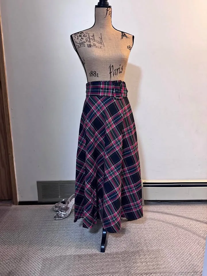 Zara Plaid Maxi Skirt obo thumbnail