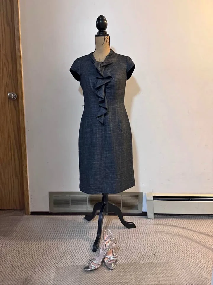 Dark Grey Dress with Ruffles thumbnail